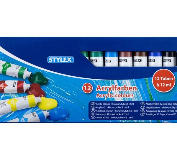 Peintures acryliques - 12 tubes de 12 ml chacun