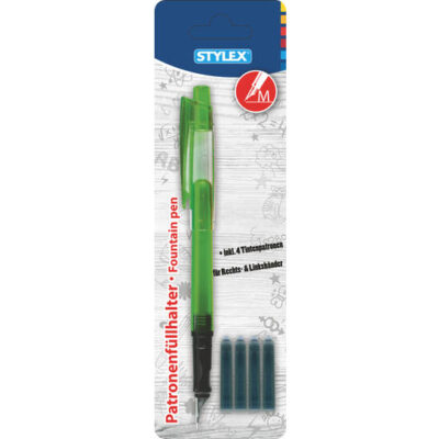 Stylo plume avec 4 cartouches d'encre - bleu