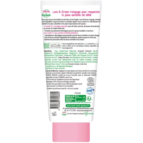 Love and Green Crème Change Certifiée BIO - 100ml
