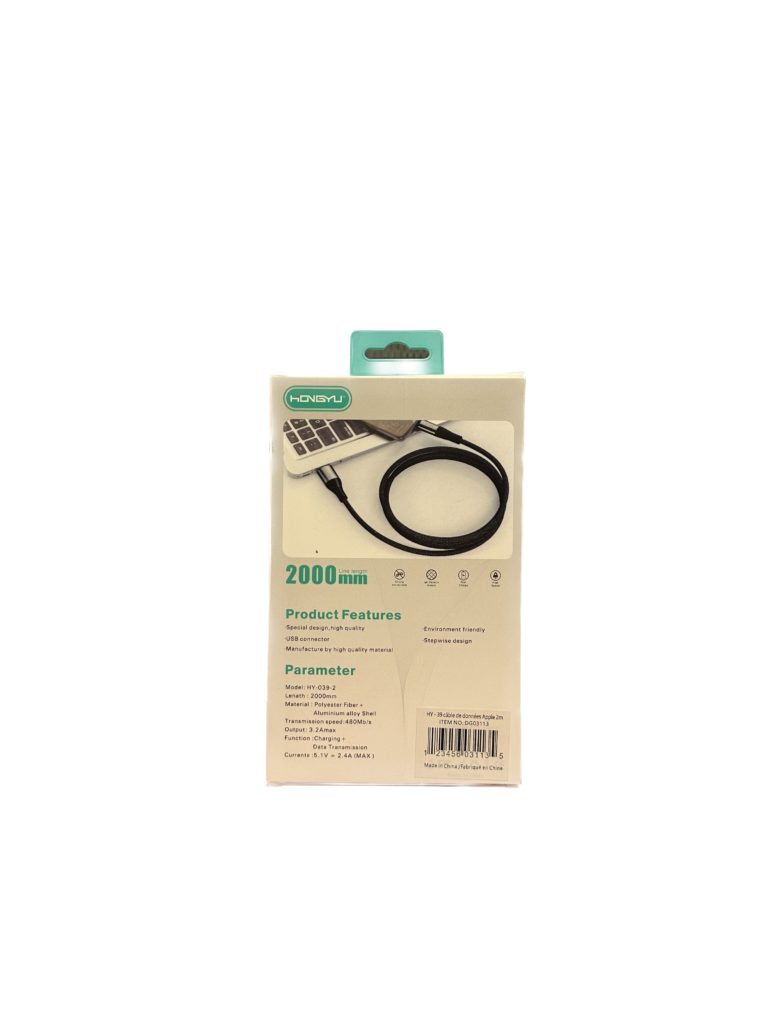 Câble de chargement carbon, FAST CHARGE 66W - 2m