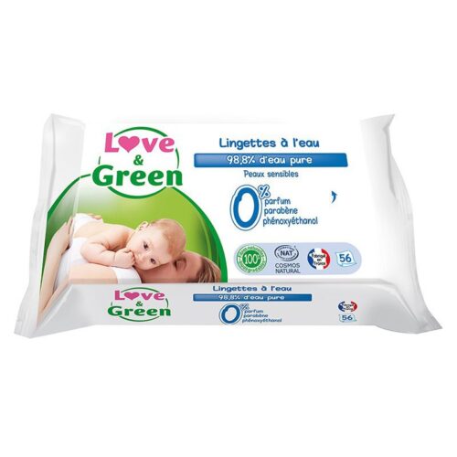 Love and Green Lingettes Écologiques à 99% d’Eau - 56 lingettes