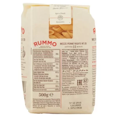 RUMMO Pâtes Mezze Penne Rigate N°28 - 500 g