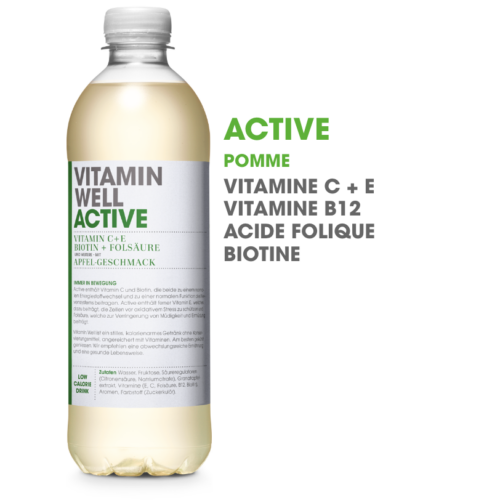 Vitamin Well Active · Eau vitaminée · Pomme 500ml