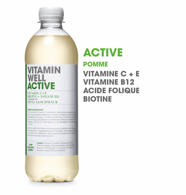 Vitamin Well Active · Eau vitaminée · Pomme 500ml