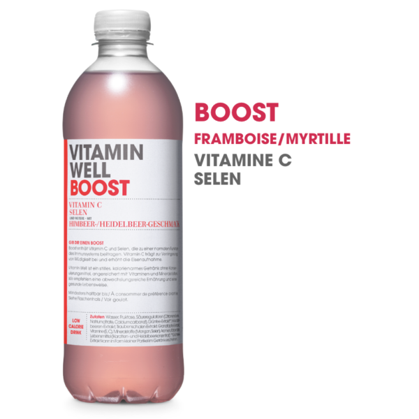 Vitamin Well Boost · Eau vitaminée · Framboise&Myrtille 500ml