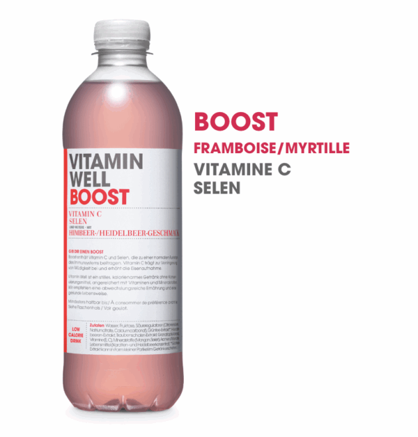 Vitamin Well Boost · Eau vitaminée · Framboise&Myrtille 500ml