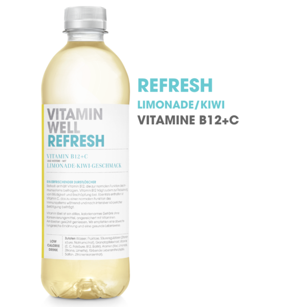 Vitamin Well Refresh · Eau vitaminée · Limonade&Kiwi 500ml