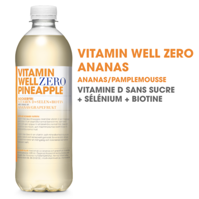 Vitamin Well Zero Pineapple · Eau vitaminée · Ananas&Pamplemousse 500ml