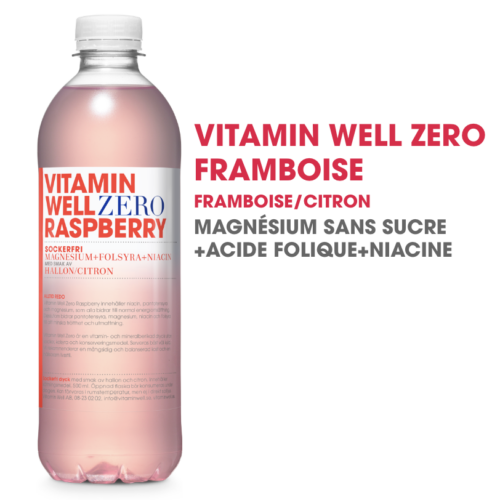 Vitamin Well Zero Framboise · Eau vitaminée · Framboise&Citron 500ml