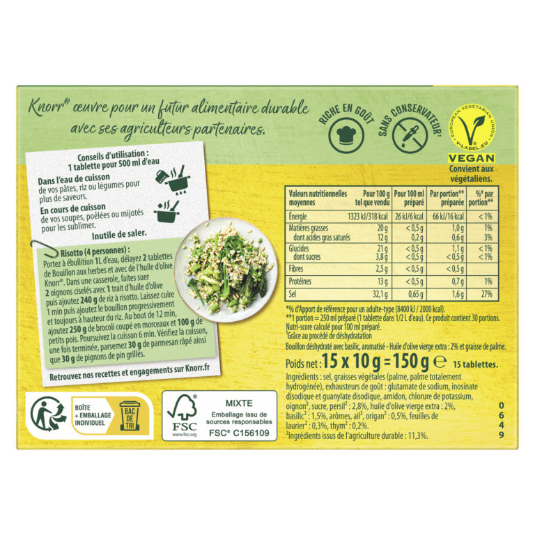 Bouillon cube herbes et huile d'olive KNORR - 150g