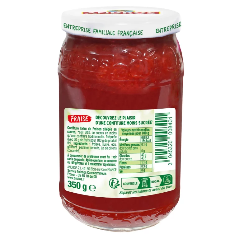 Confiture allégée fraises ANDROS - 350g