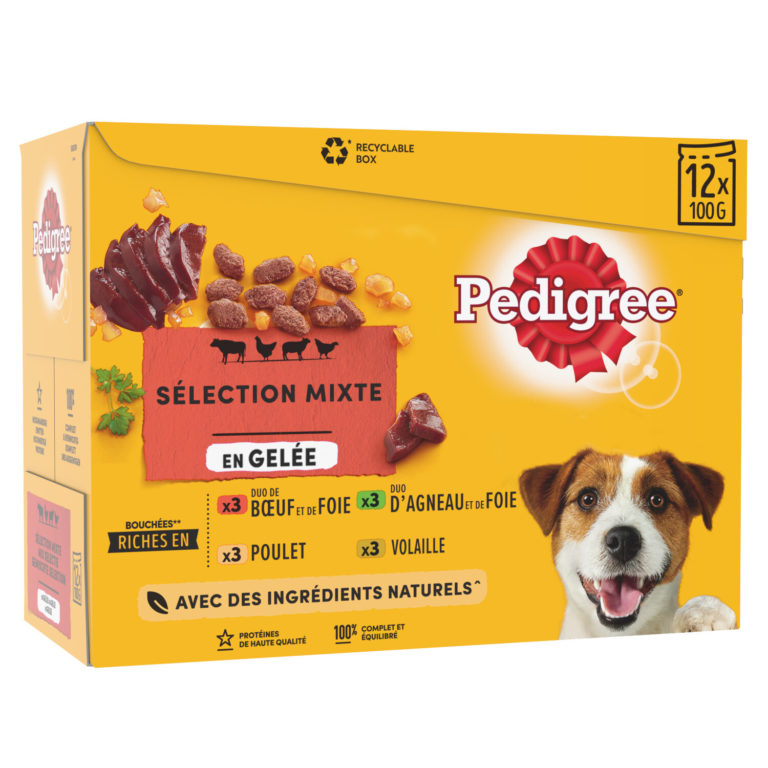 PEDIGREE Adulte en gelée au bœuf, au poulet & agneau - 12x100g