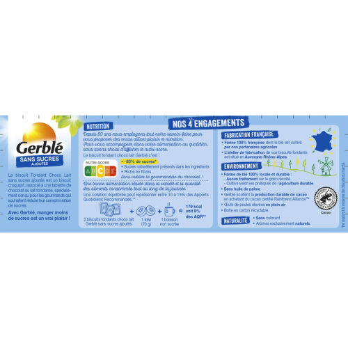 Gerblé Biscuit chocolat lait sans sucres - 126g
