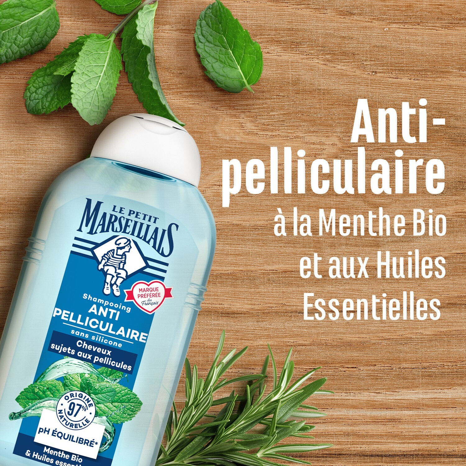 Shampoing Anti-pelliculaire Menthe & Huile Bio LE PETIT MARSEILLAIS - 250ml – Image 2