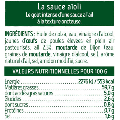 Sauce Aïoli Bénédicta - 260g