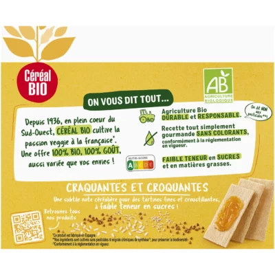 Céréal Bio Biscottes tartines multicéréales - 145g