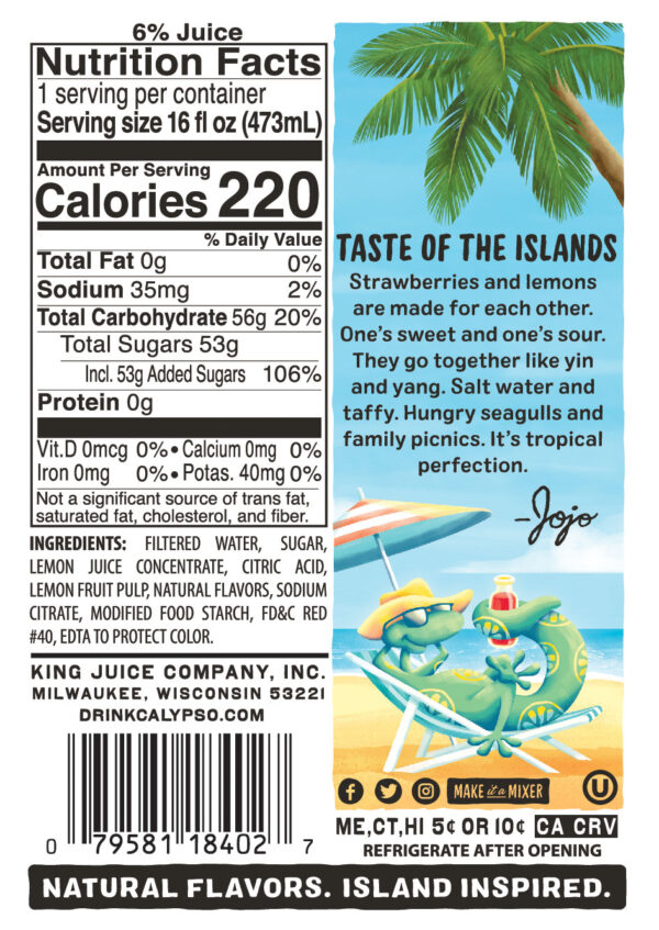 Calypso Strawberry Lemonade - 500ml – Image 2