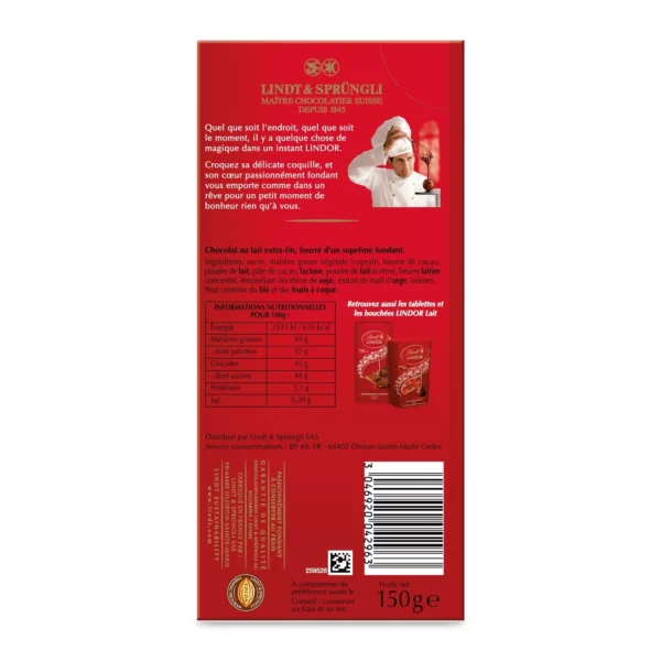 Lindt Lindor chocolat au lait - 150g – Image 2