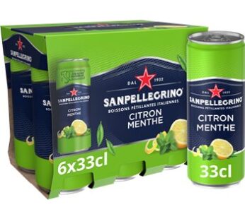 Eau aromatisée San Pellegrino Limone e menta – 6x33cl