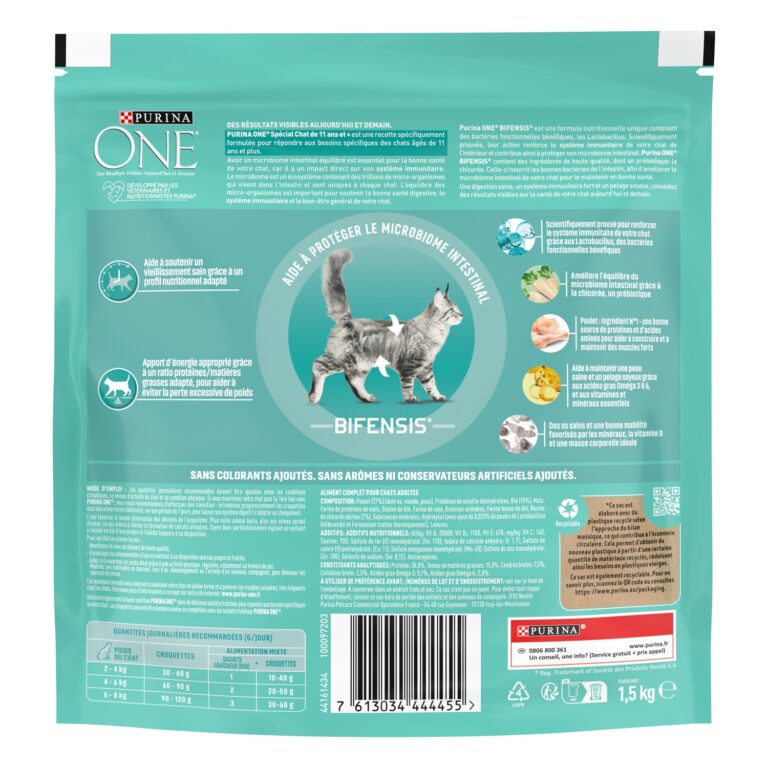 Purina ONE Croquettes pour chat Senior 11 ans et + au poulet - 1,5kg