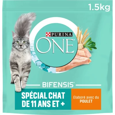 Purina ONE Croquettes pour chat Senior 11 ans et + au poulet - 1,5kg