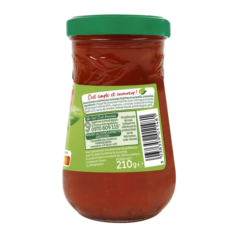 Sauce tomate basilic Panzani - 210g