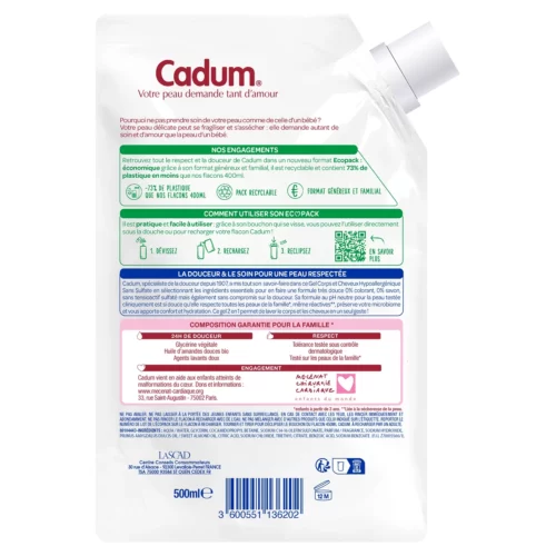 Recharge Gel Douche Hypoallergénique 0% Cadum - 500ml