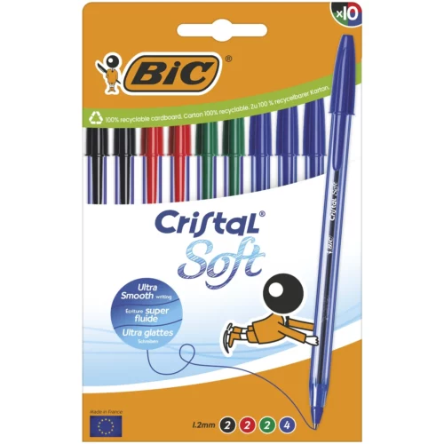 Stylo bille Cristal Soft Assortis BIC - x10