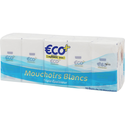 Mouchoirs blancs 3 plis Eco+ - x15