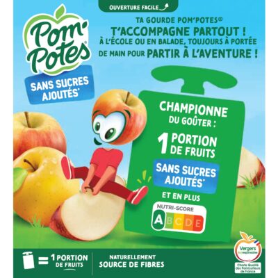 Pom'Potes pomme nature sans sucres ajoutés - 4x90g
