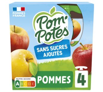 Pom’Potes pomme nature sans sucres ajoutés – 4x90g