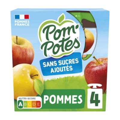 Pom'Potes pomme nature sans sucres ajoutés - 4x90g