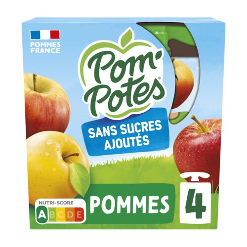 Pom'Potes pomme nature sans sucres ajoutés - 4x90g