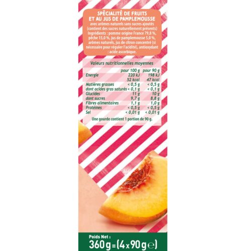Pom'Potes Pomme Pêche Pamplemousse - 4x90g