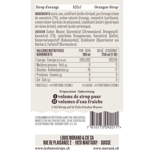 Sirop MORAND Orange - 1L