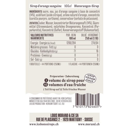 Sirop MORAND Orange Sanguine - 1L