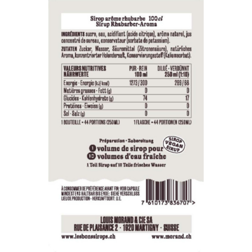 Sirop MORAND Rhubarbe - 1L