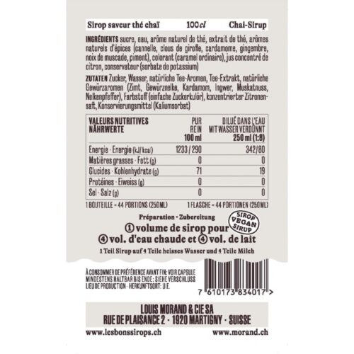 Sirop MORAND Thé Chaï - 1L