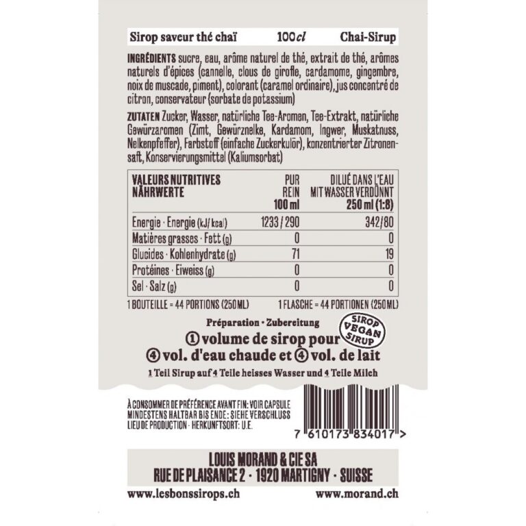 Sirop MORAND Thé Chaï - 1L